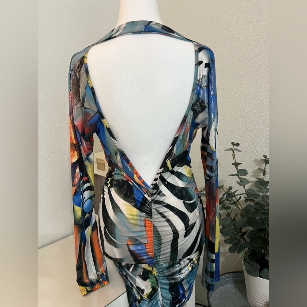 Multicolor Halter Dress, Splatter Pattern, size M - Picture 8 of 9